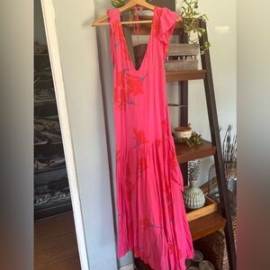 Free People Maxi Hibiscus Pink Dress 6
